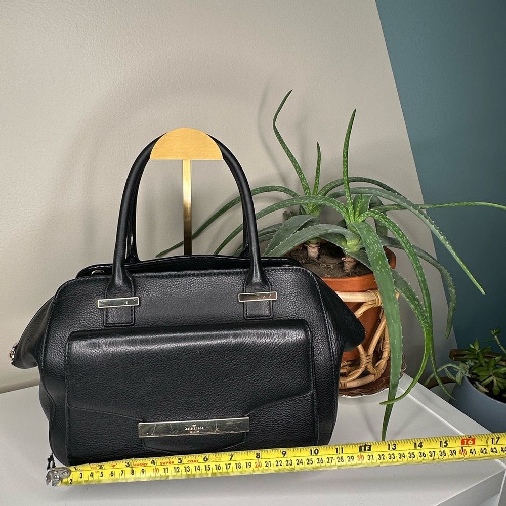 Kate Spade Black Leather Satchel Tote Gold Hardware Pebbled Cowhide Classic Bag - Picture 8 of 10